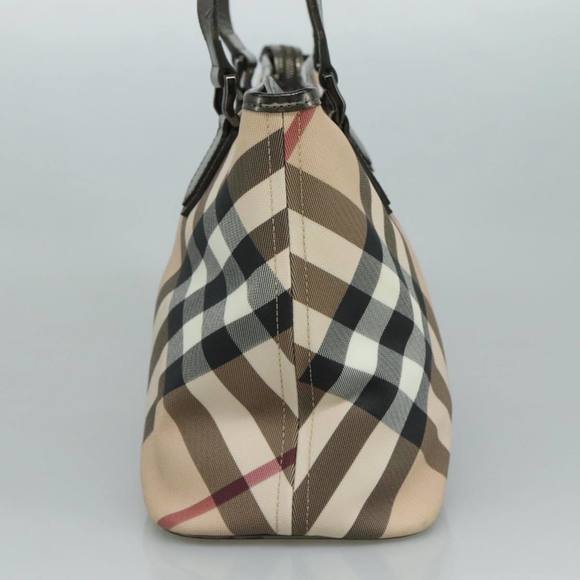 BURBERRY Nova Check Tote Bag PVC Beige Auth ki5332 - Picture 3 of 16
